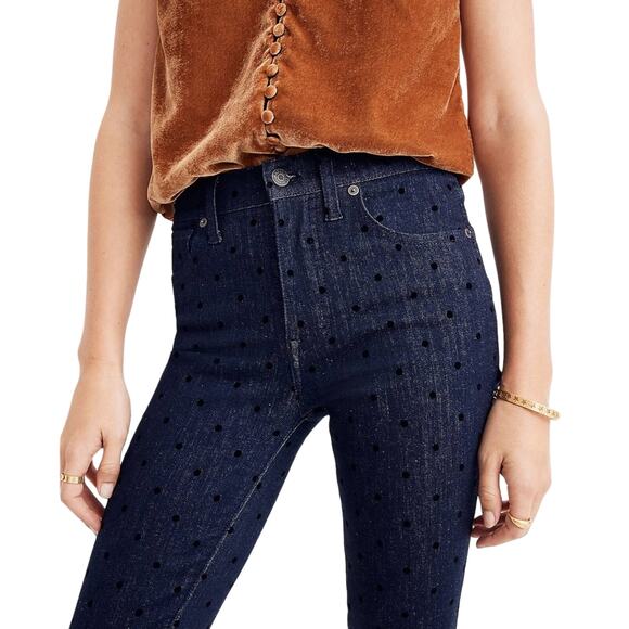 Madewell 9" Mid-Rise Skinny Jeans Flocked Dots Edition Size 28 NWOT - Picture 3 of 12